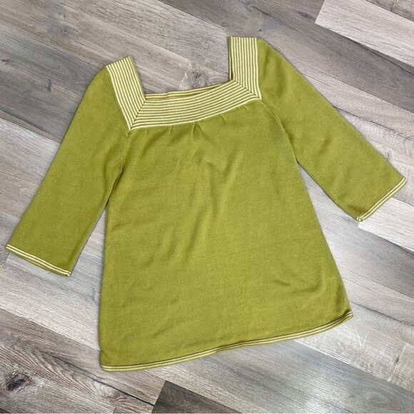 Banana Republic Factory Striped Square Neck Sweater Olive Green Small - Picture 10 of 11